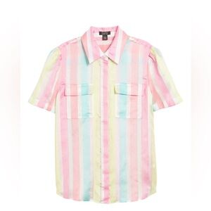Halogen x Atlantic Pacific sheer stripe utility shirt